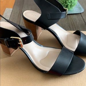 Black block heel sandals